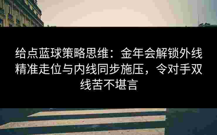 给点蓝球策略思维：金年会解锁外线精准走位与内线同步施压，令对手双线苦不堪言
